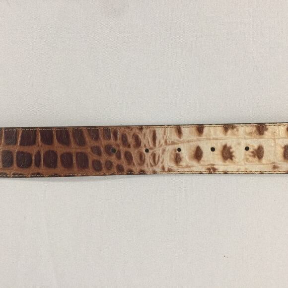 Vintage Cache Leather Belt Alligator Tan Brown 3.75" Buckle Antique Gold USA - Picture 5 of 9